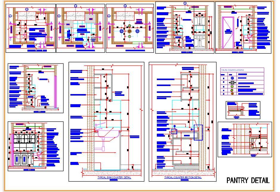 Pantry Layout DWG- Counter, Storage Solutions, & Wall Elevations